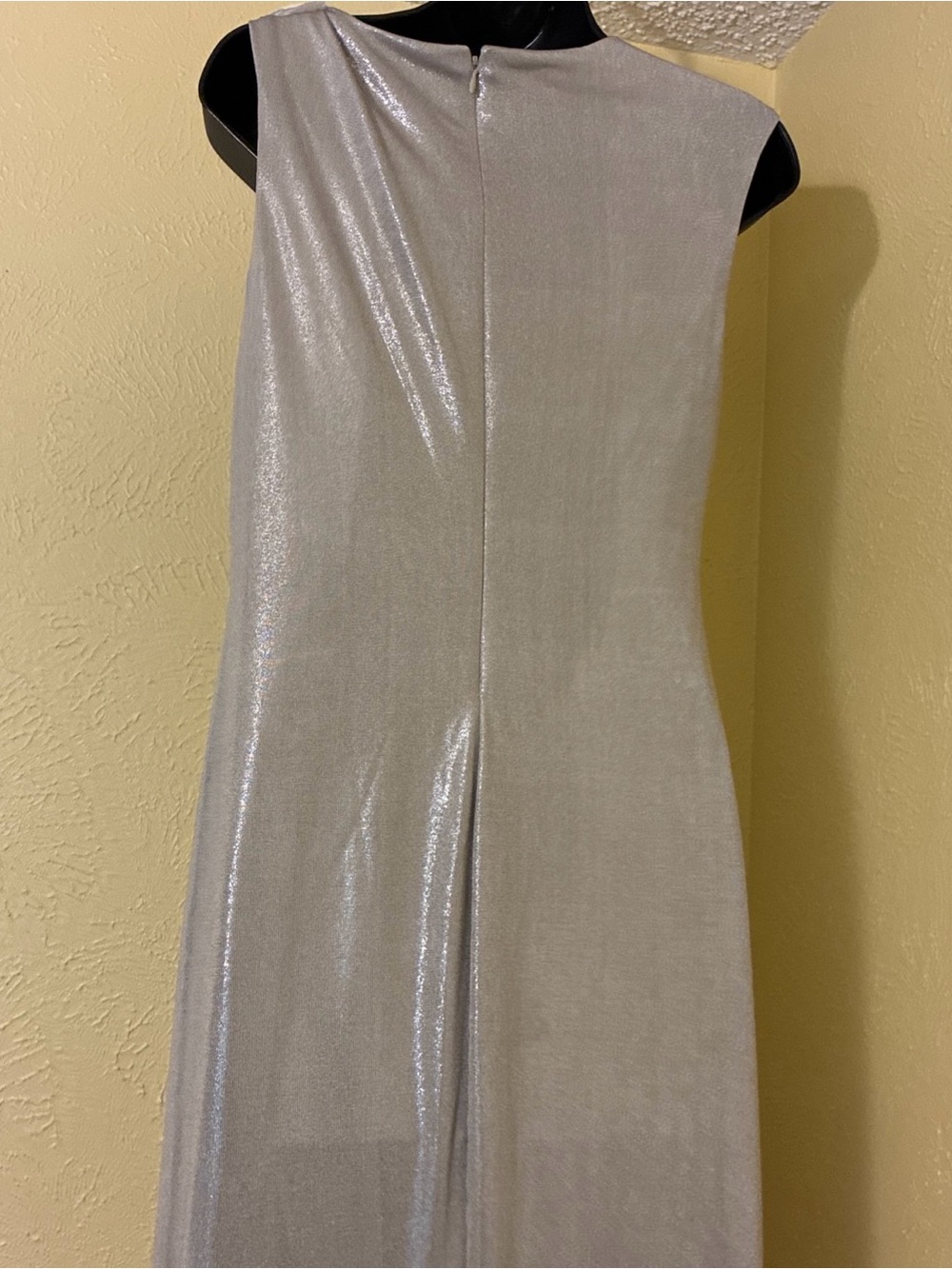 Ralph Lauren Metallic Silver One-Shoulder Maxi Dress with Ring Detail - Picture 2 of 5
